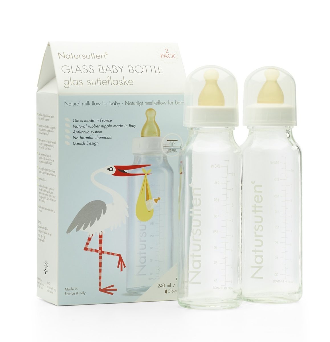 Natursutten Glass Baby Bottle 2 x 240ml | | Natursutten | Little Acorn to Mighty Oaks