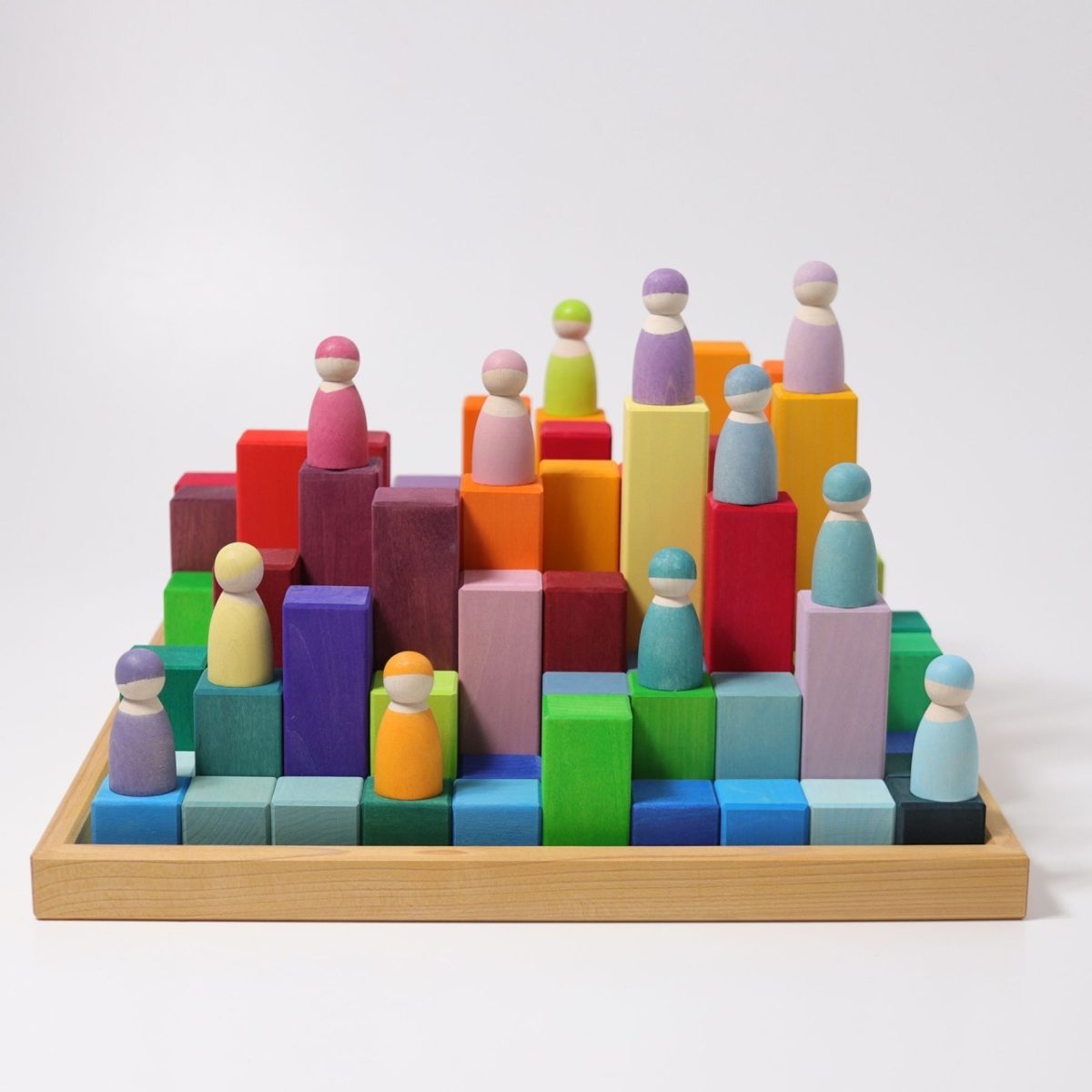 Grimm's Large Stepped Pyramid – 100 Rainbow Wooden Blocks | | Grimm's Spiel and Holz | Little Acorn to Mighty Oaks