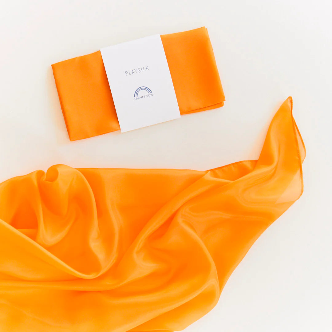Sarah’s Silks Orange Playsilk – 35 x 35 Inch Open-Ended Play Silk | | Sarah's Silks | Little Acorn to Mighty Oaks