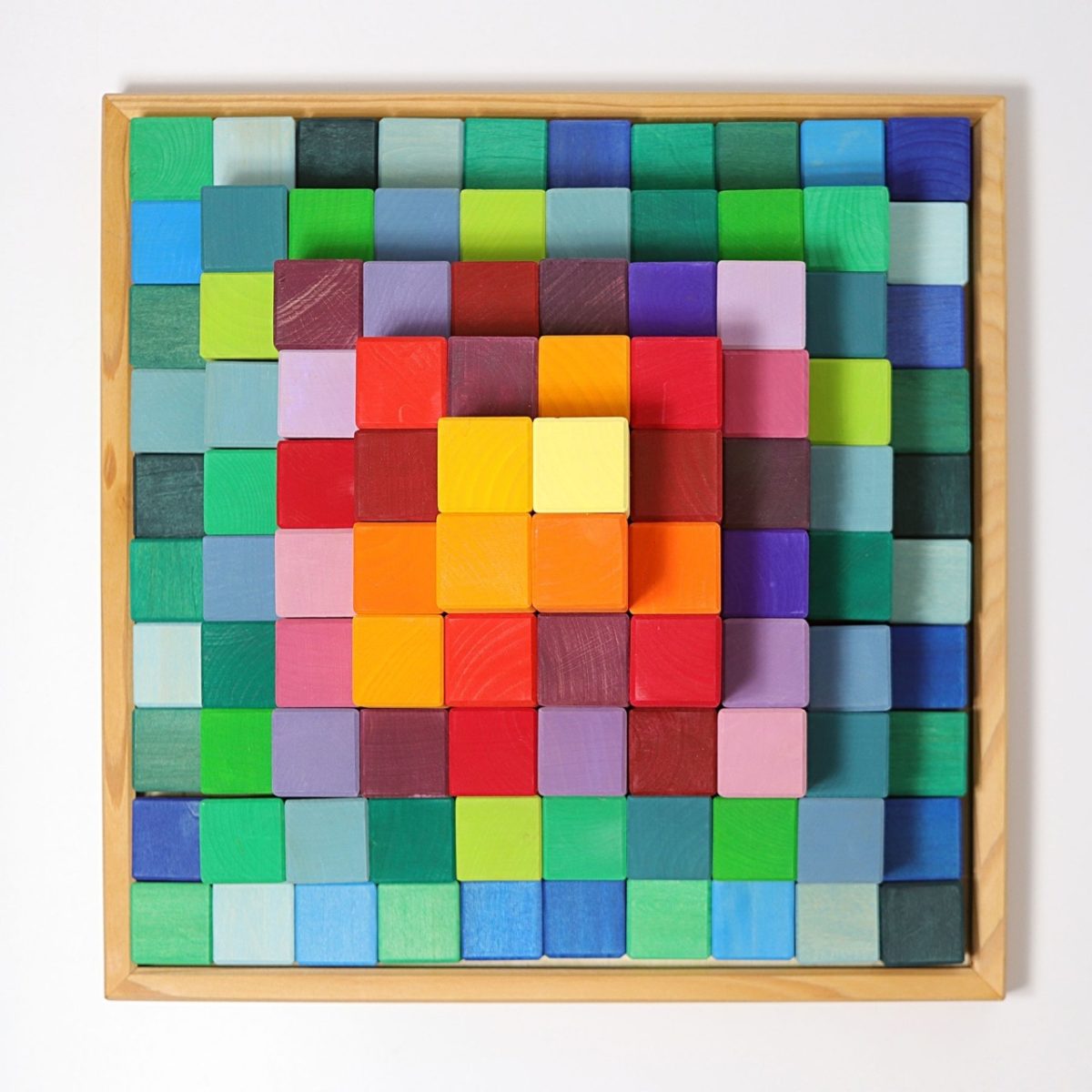 Grimm's Large Stepped Pyramid – 100 Rainbow Wooden Blocks | | Grimm's Spiel and Holz | Little Acorn to Mighty Oaks