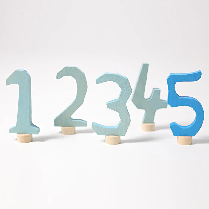 Grimm's Blue Decorative Numbers 1-5 | | Grimm's Spiel and Holz | Little Acorn to Mighty Oaks