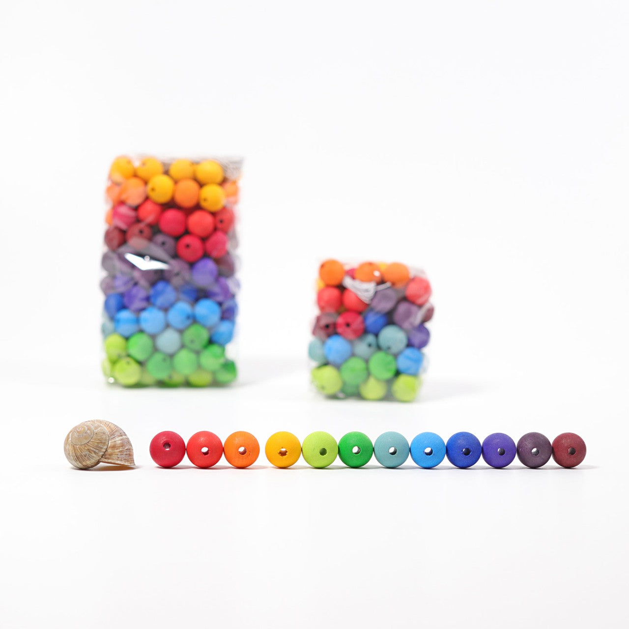 Grimm's 20mm Wooden Rainbow Beads - 60 pack | | Grimm's Spiel and Holz | Little Acorn to Mighty Oaks