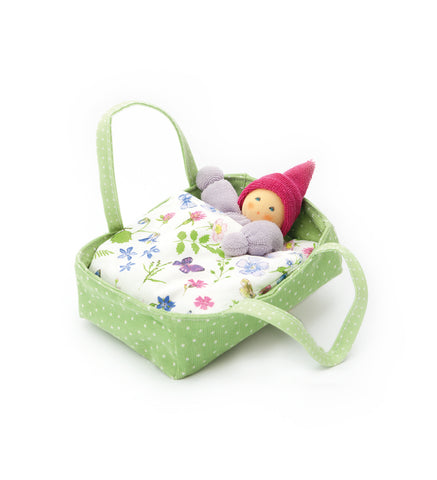 Nanchen Organic Waldorf Baby in Flower Bed - Green - 15cm