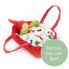 Nanchen Organic Waldorf Baby in Flower Bed - Red - 15cm