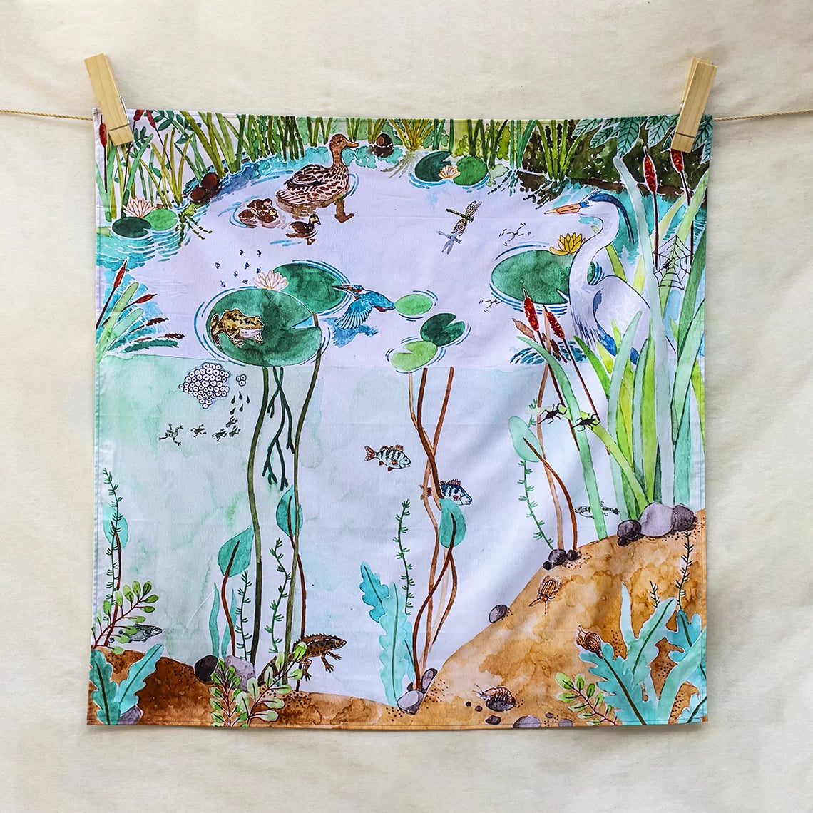 Wonderie - Down by the Pond Organic Cotton Play Cloth - 1m x 1m | | Wonderie Organic Play Cloths | Little Acorn to Mighty Oaks