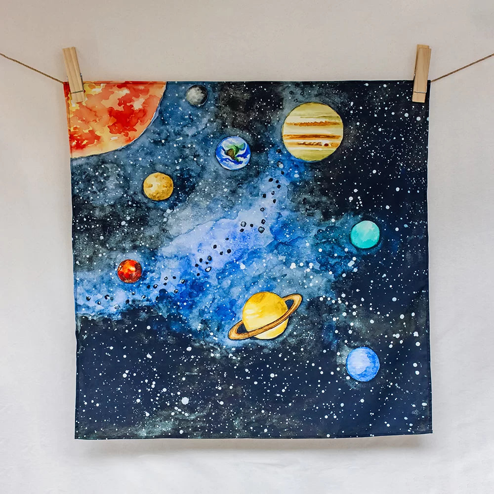 Wonderie - The Solar System Organic Cotton Play Cloth - 1m x 1m | | Wonderie Organic Play Cloths | Little Acorn to Mighty Oaks